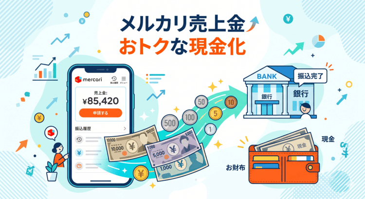 メルカリの売上金をお得に現金化する方法を解説したアイキャッチ画像